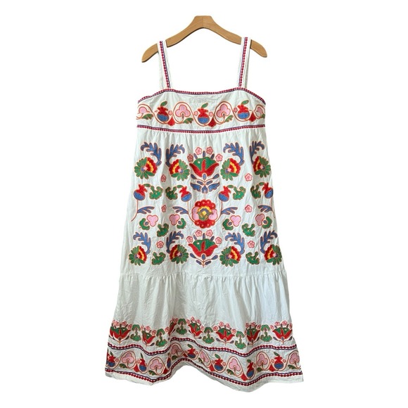 j. marie Dresses & Skirts - J. Marie The Landon Embroidered Floral Midi Dress XL (smaller) Boho Folk Art